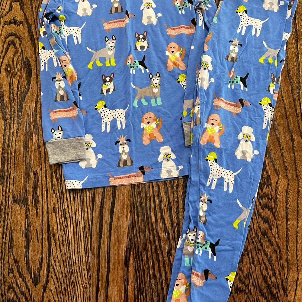 Little Sleepies Blue Kids Pajamas with Dog Print